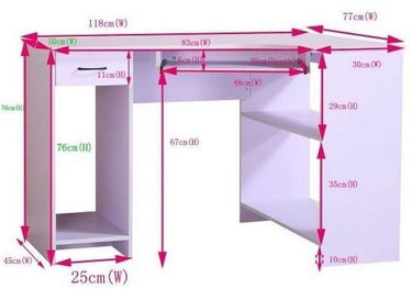 Elegant White Corner Desk with Drawer and Shelves for Home Office - UK Luxury Furniture